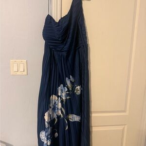 Abercrombie & Fitch One Shoulder Navy Dress with Floral Design